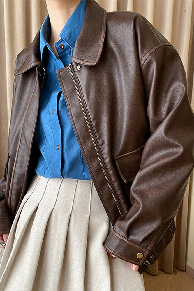 Vintage Modern Oversized Leather Coat