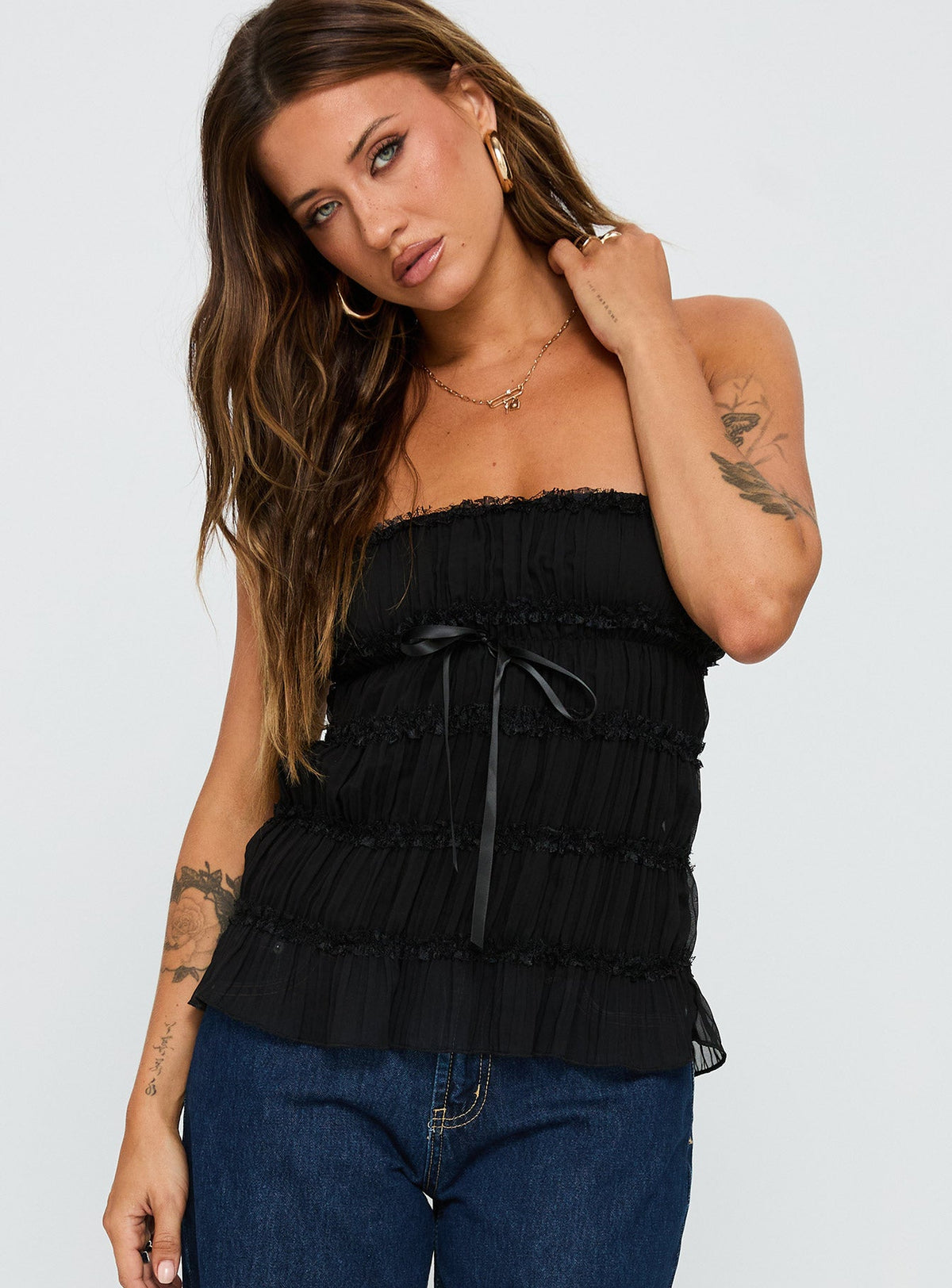 Avelina Strapless Top Black