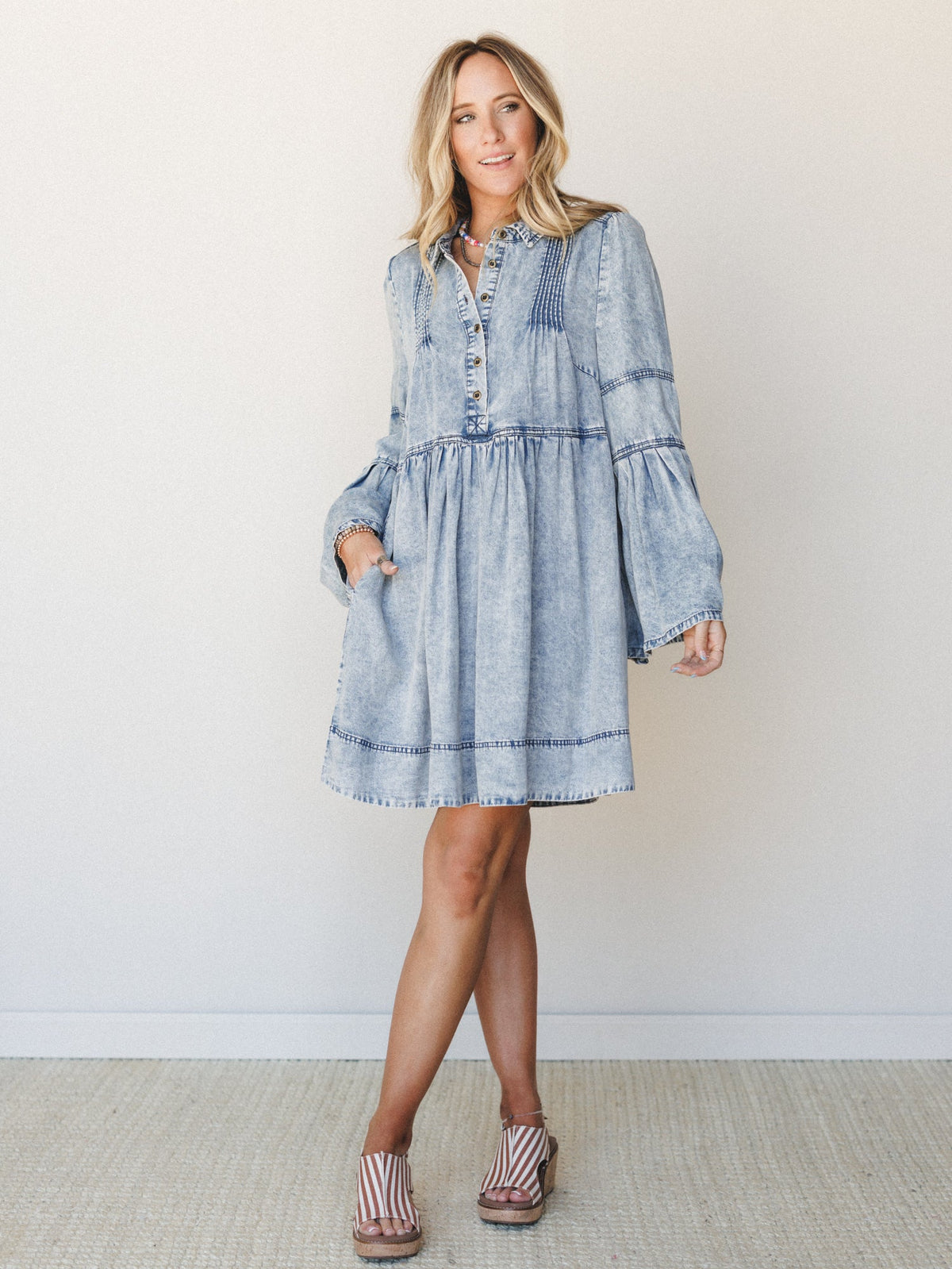 Western Ways Denim Dress - Light Denim