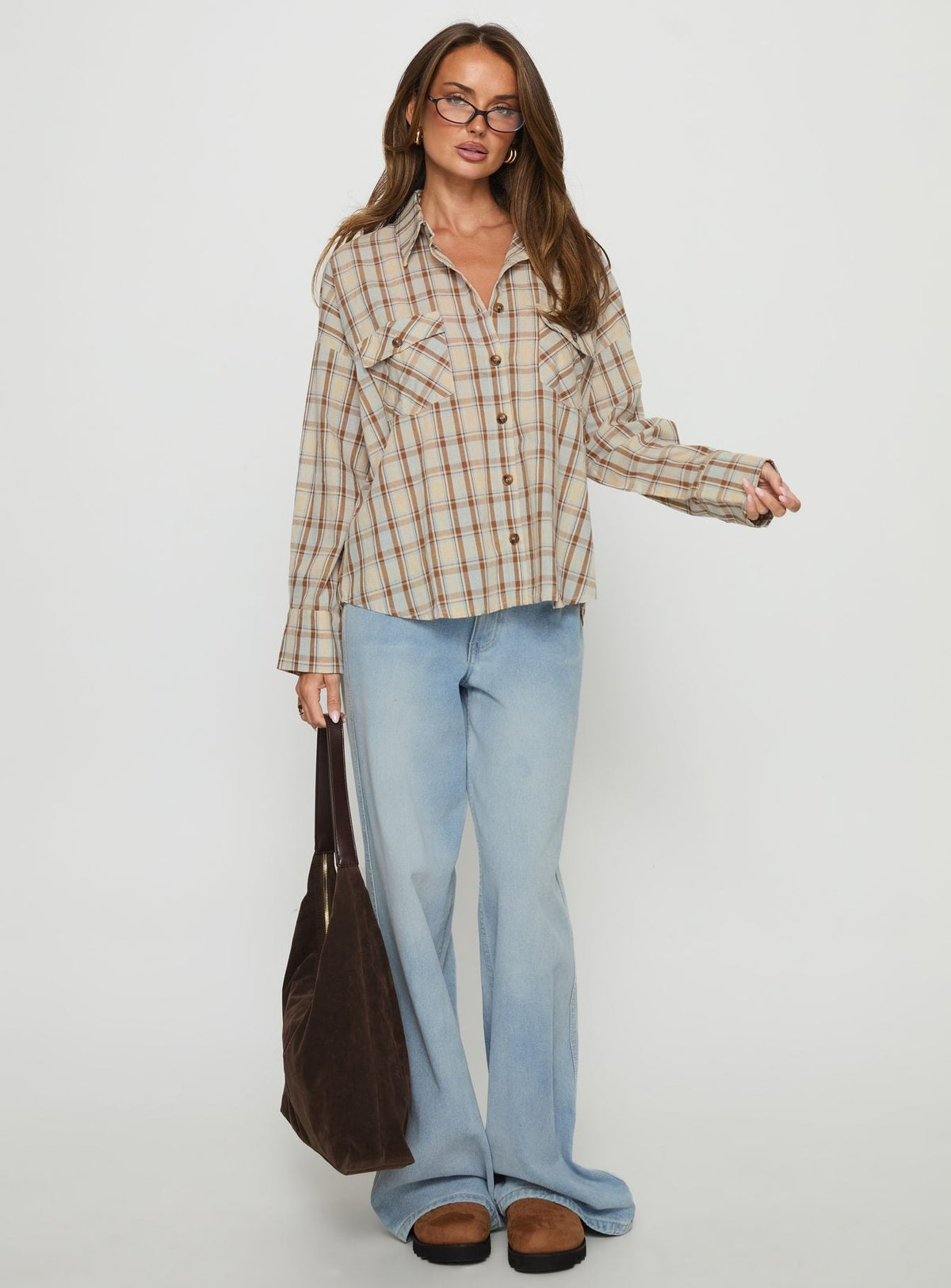 Sweet Summer Flannel Top Blue Check
