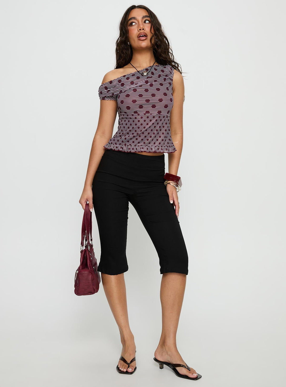 Tarya Top Stripe Polka Plum