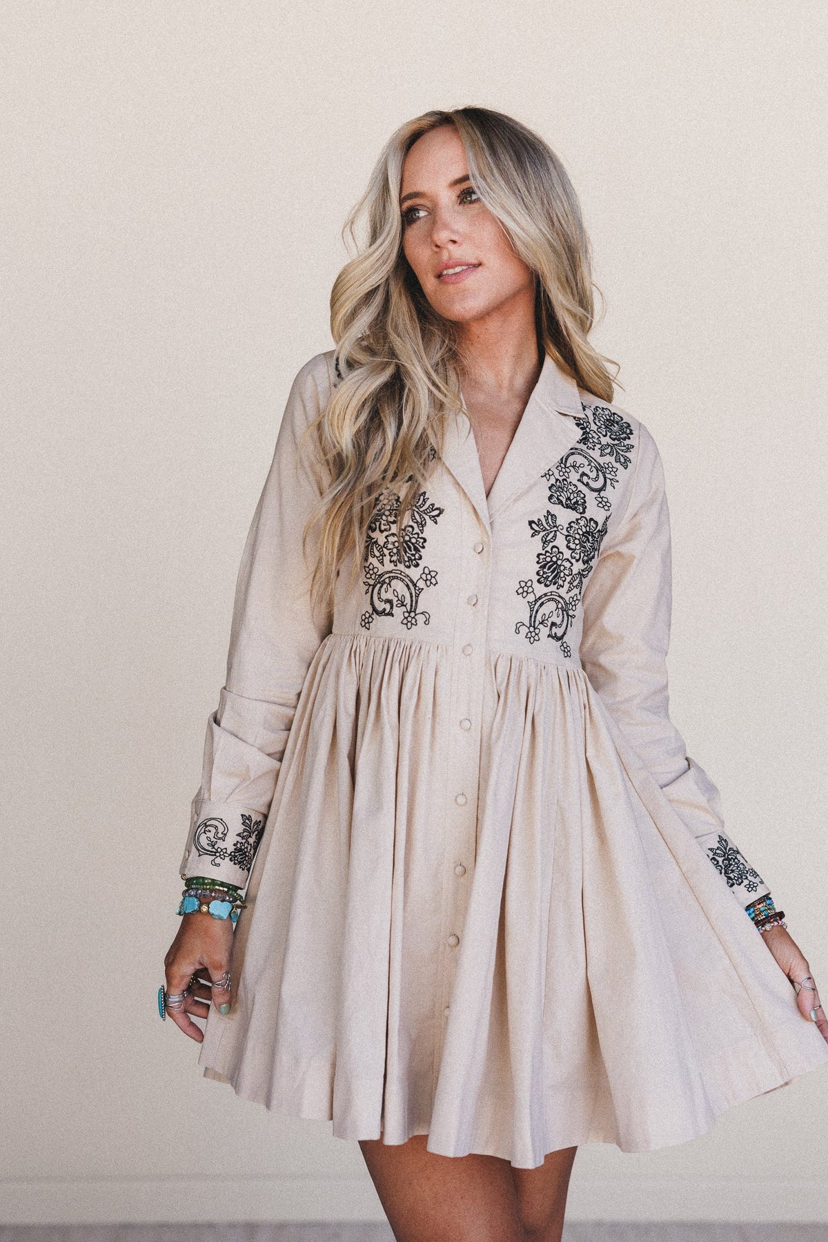 Always Yours Button Front Dress - Taupe