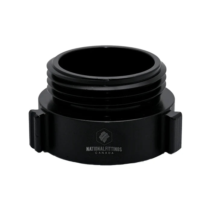 Black fitting with 'National Fittings Canada' logo on a white background