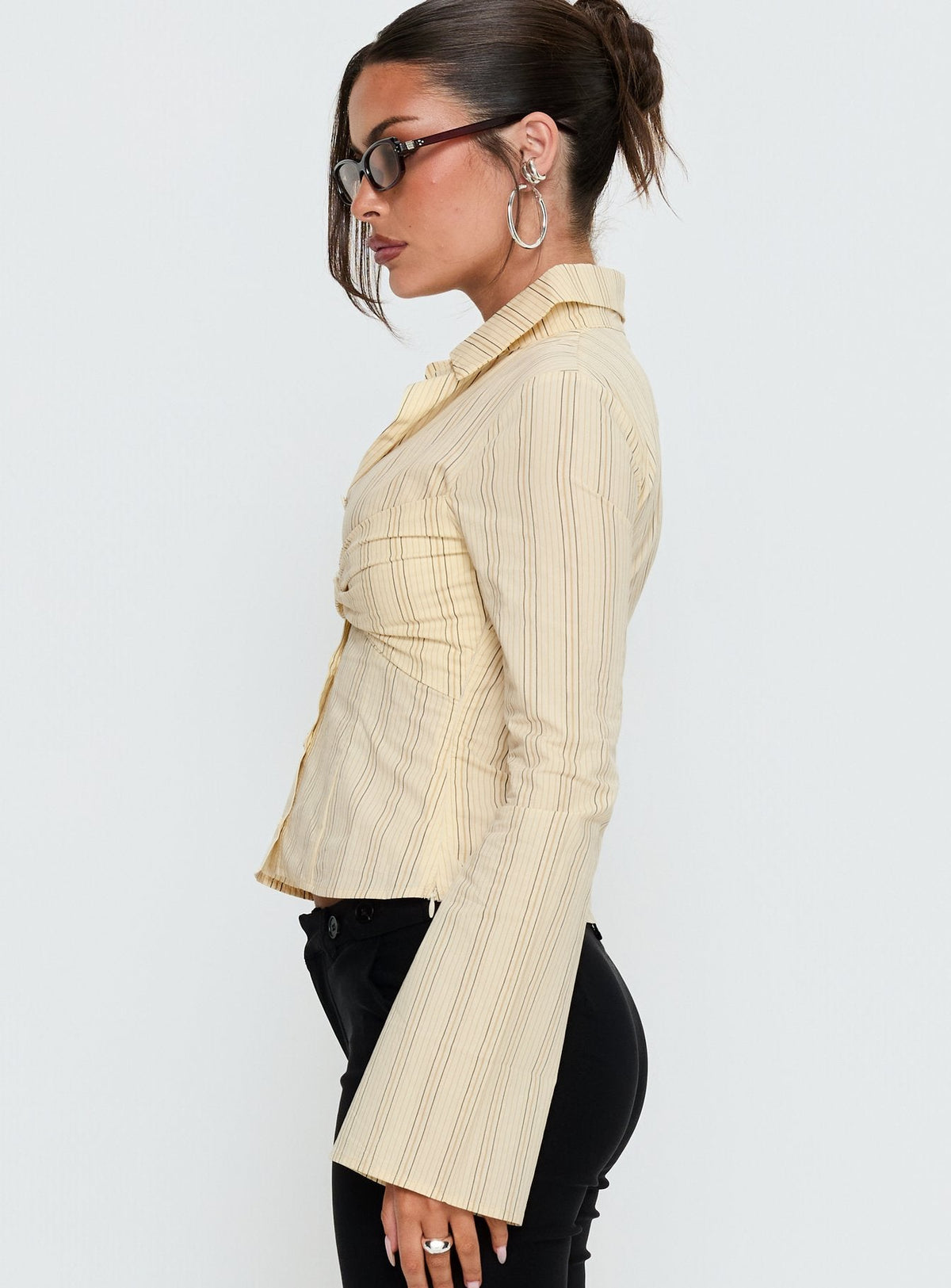Wrenner Layered Long Sleeve Top Yellow Stripe