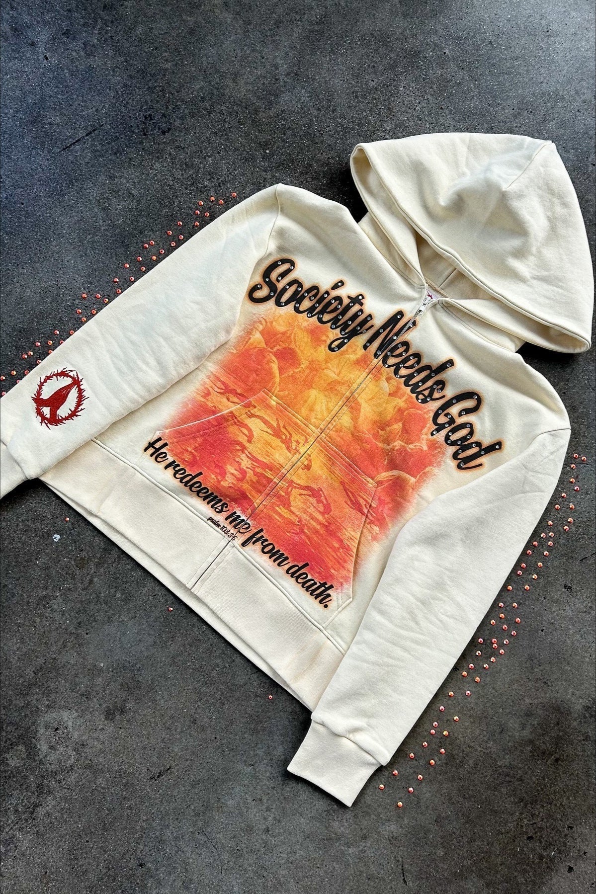 Vintage Print Pullover Hoodie