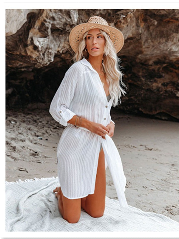 Textured Beach Cover Up Blouse