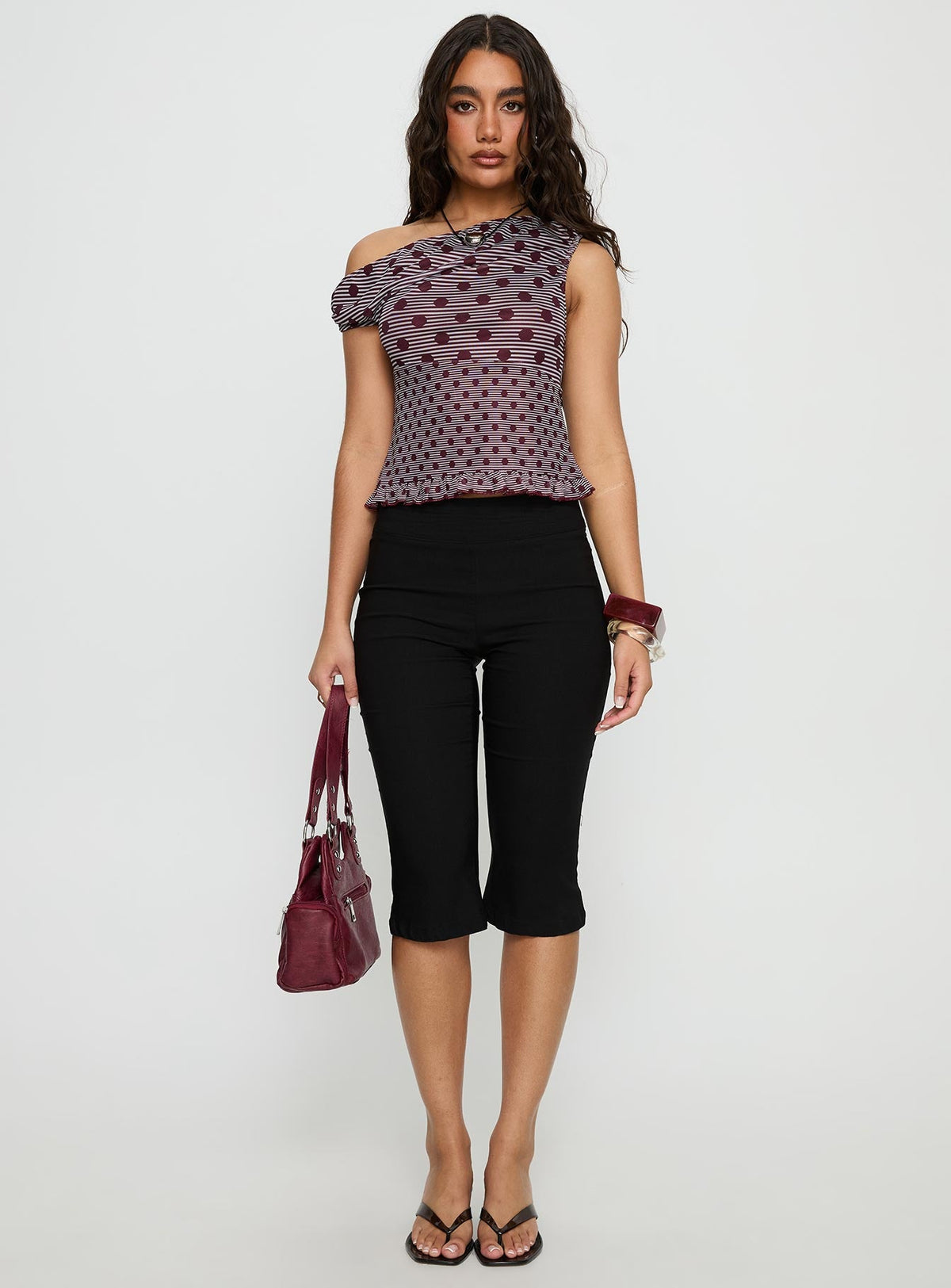 Tarya Top Stripe Polka Plum