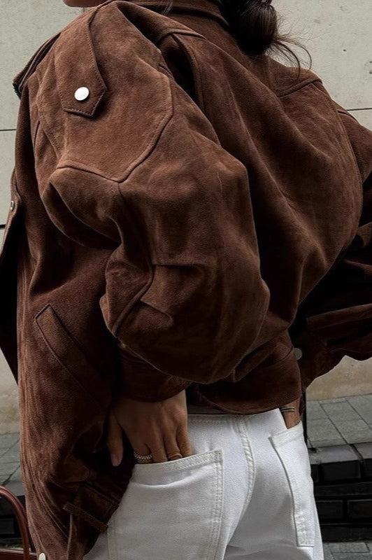 Vintage Loose Fit Brown Coat