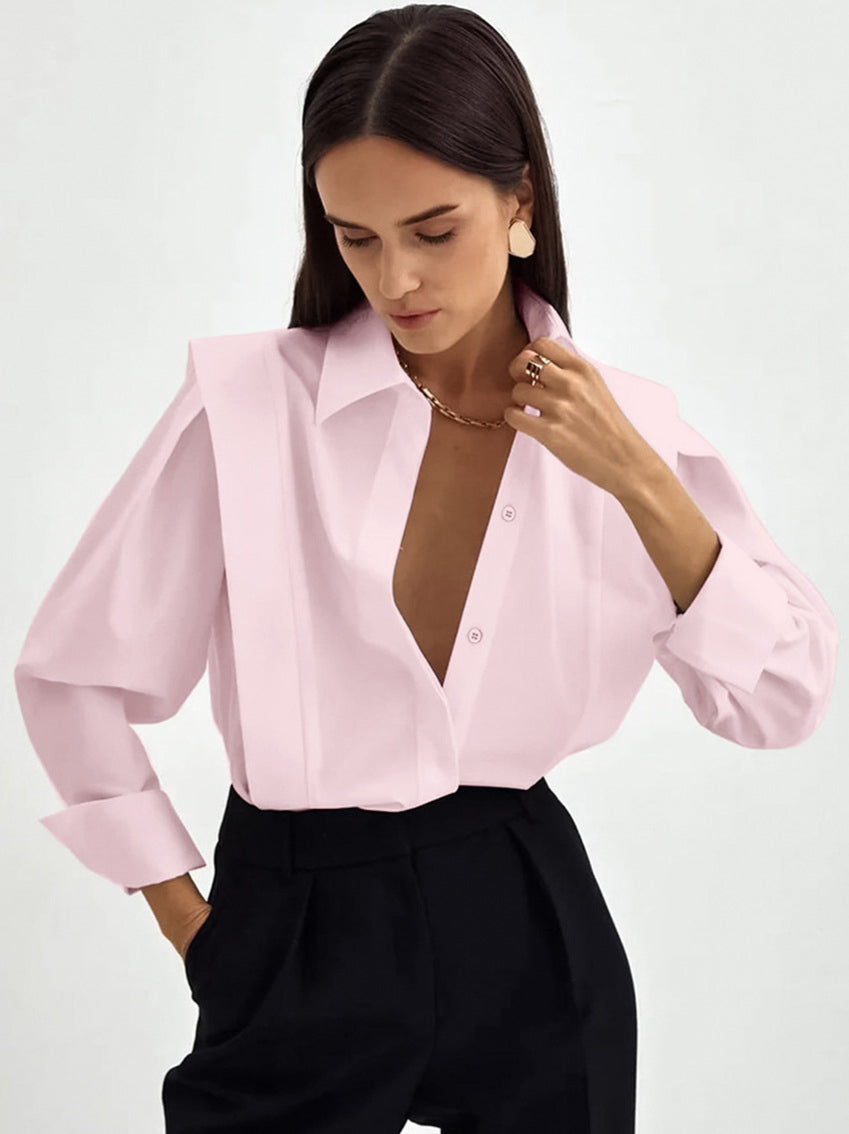 Structured Square Shoulder Panelled Blouse