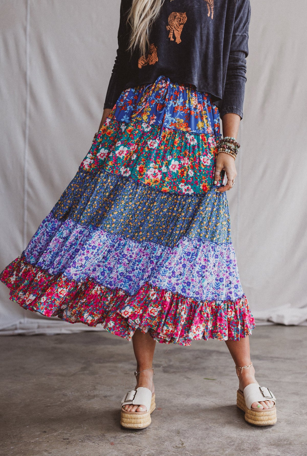 Tatjana Printed Maxi Skirt - Blue
