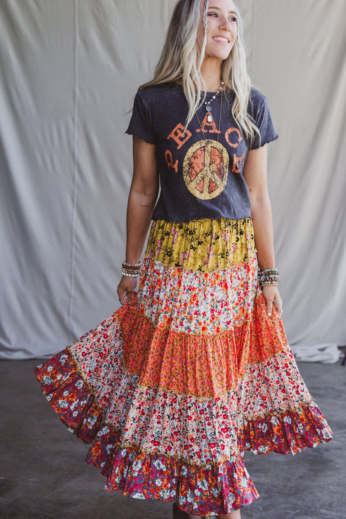 Tatjana Printed Maxi Skirt - Orange
