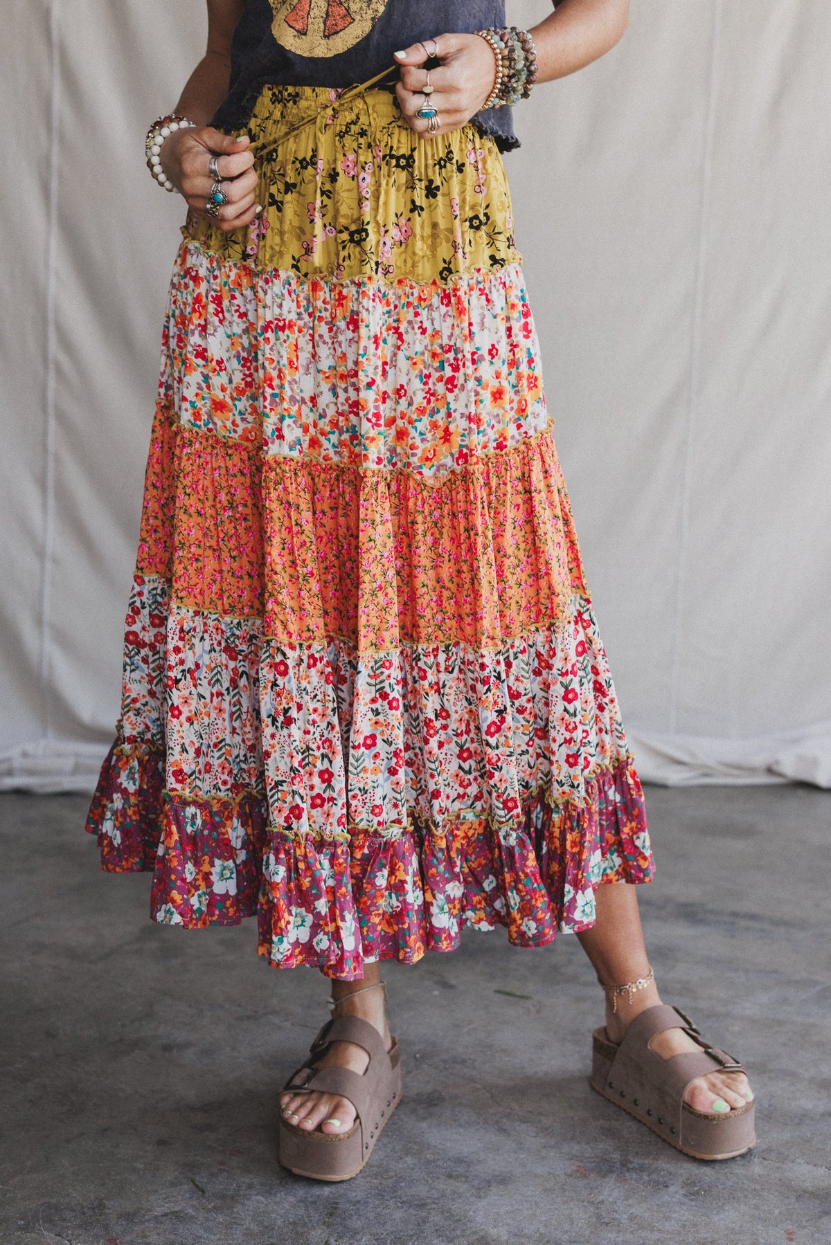 Tatjana Printed Maxi Skirt - Orange