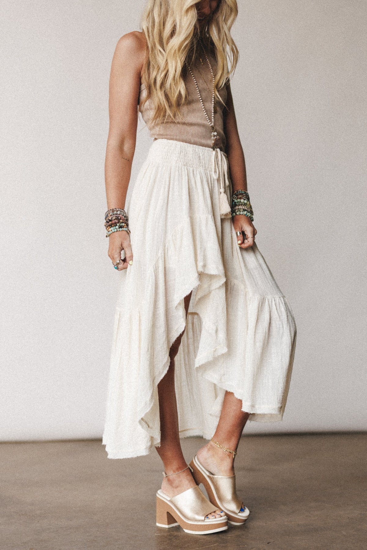 Lunara Ruffled Skirt - Off White