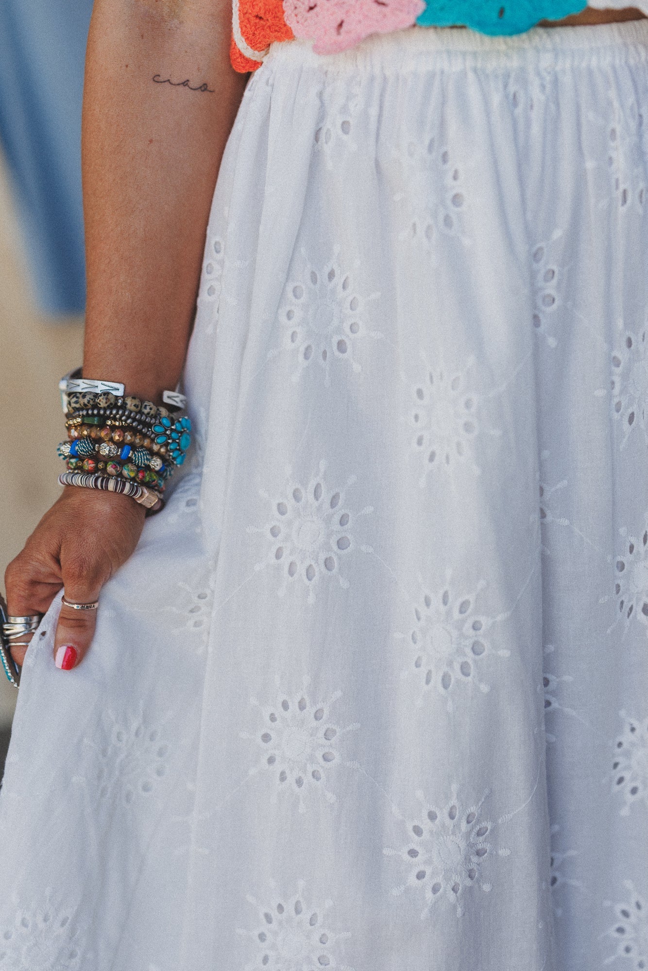 Briley Eyelet Skirt - Off White