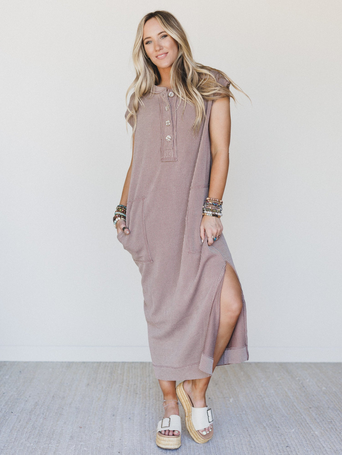 The Nest Madeline Textured Maxi Dress - Acorn
