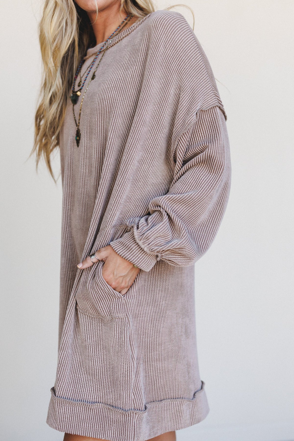 The Nest Moon Glow Long Sleeve Dress - Acorn