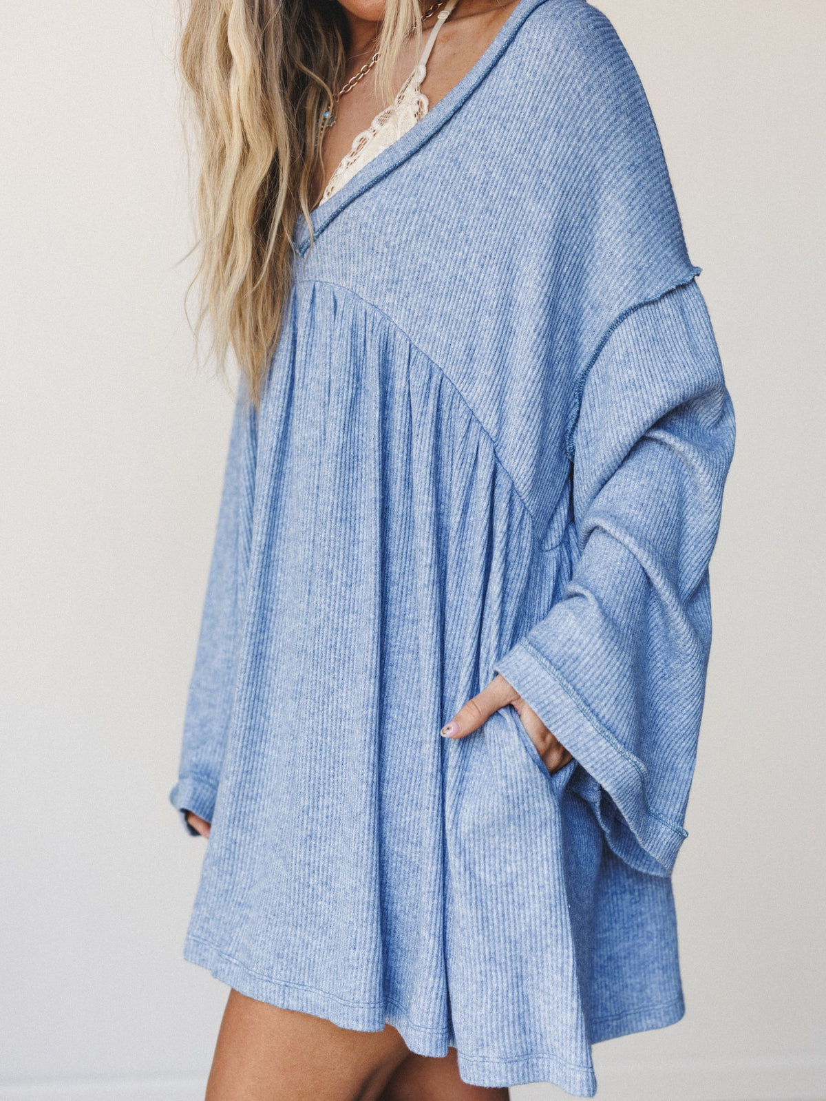 The Nest Carefree Mini Dress - Two Tone Denim