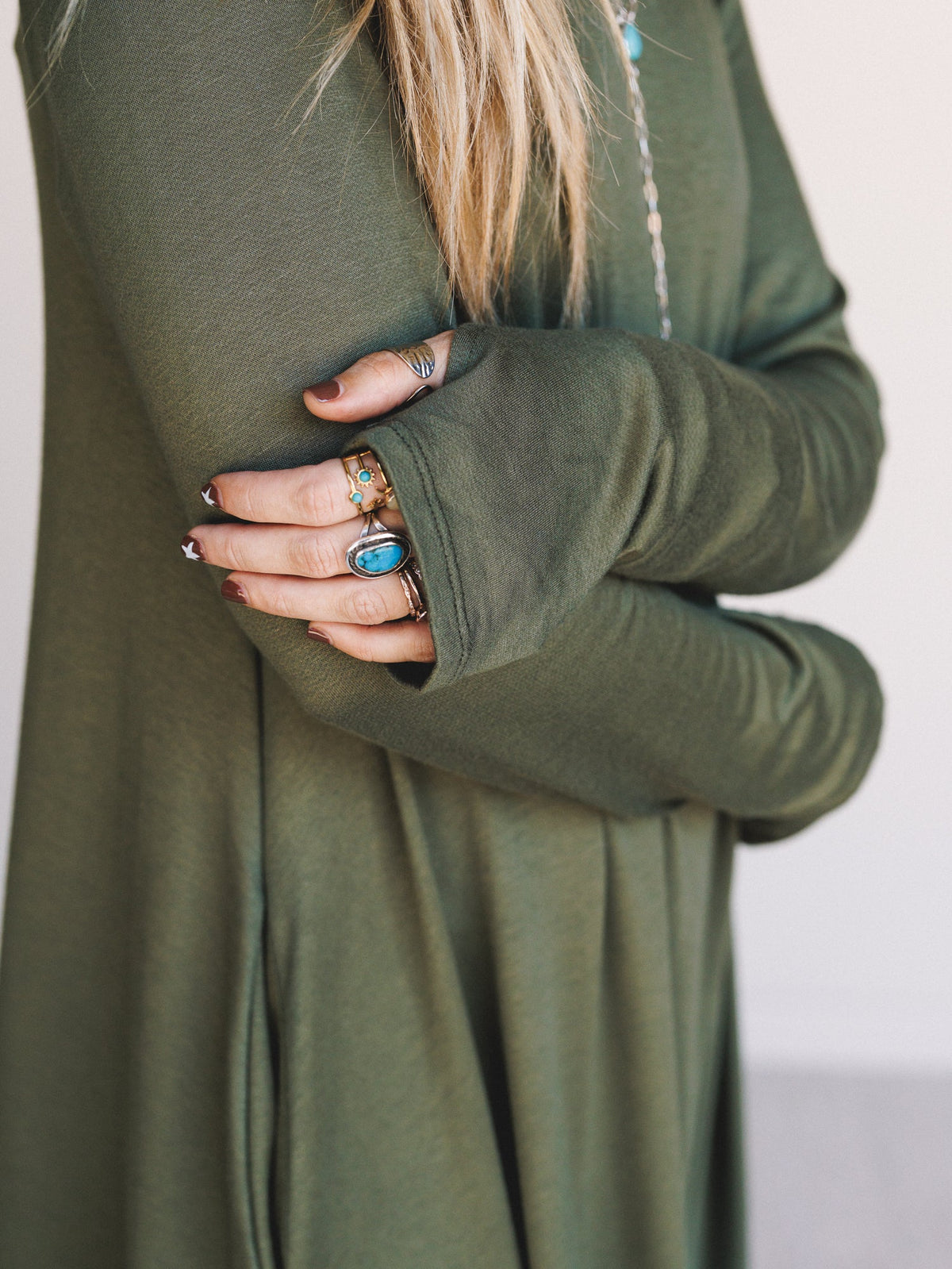 The Nest Jake Long Sleeve Crewneck Dress - Olive