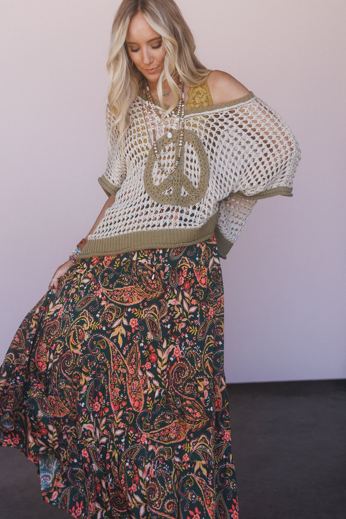 The Nest Happy Tiers Maxi Skirt - Coral Multi