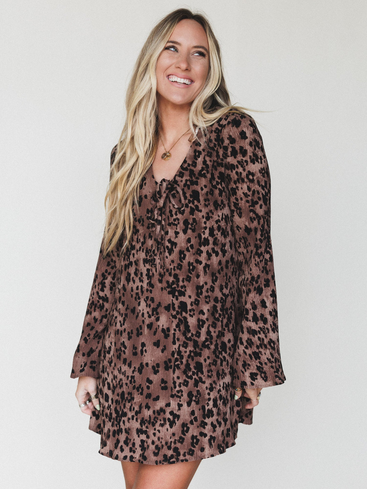Catwalk Mini Dress - Mocha Leopard
