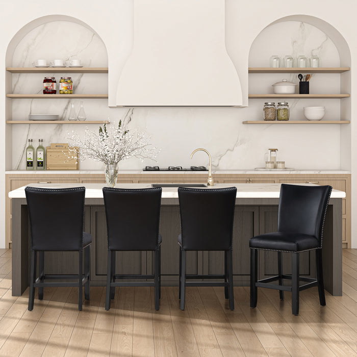 Steve Silver Furniture - Camila - Dining Room Chair - Black Faux Leather|Wood - Chairs - Additional View 1