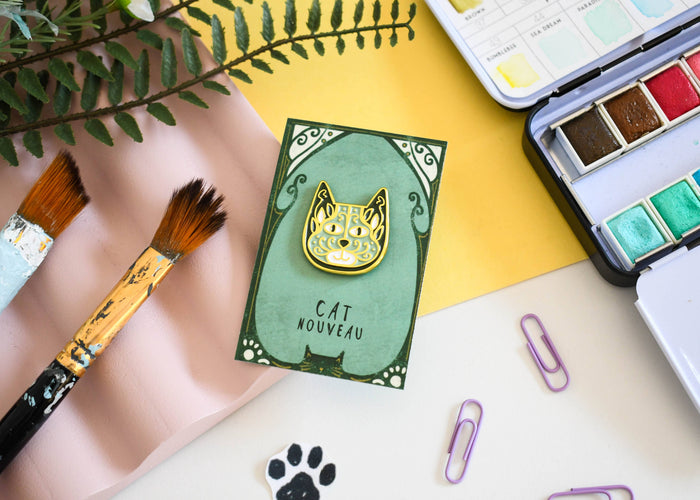 Cat Nouveau Art Meowment Pin