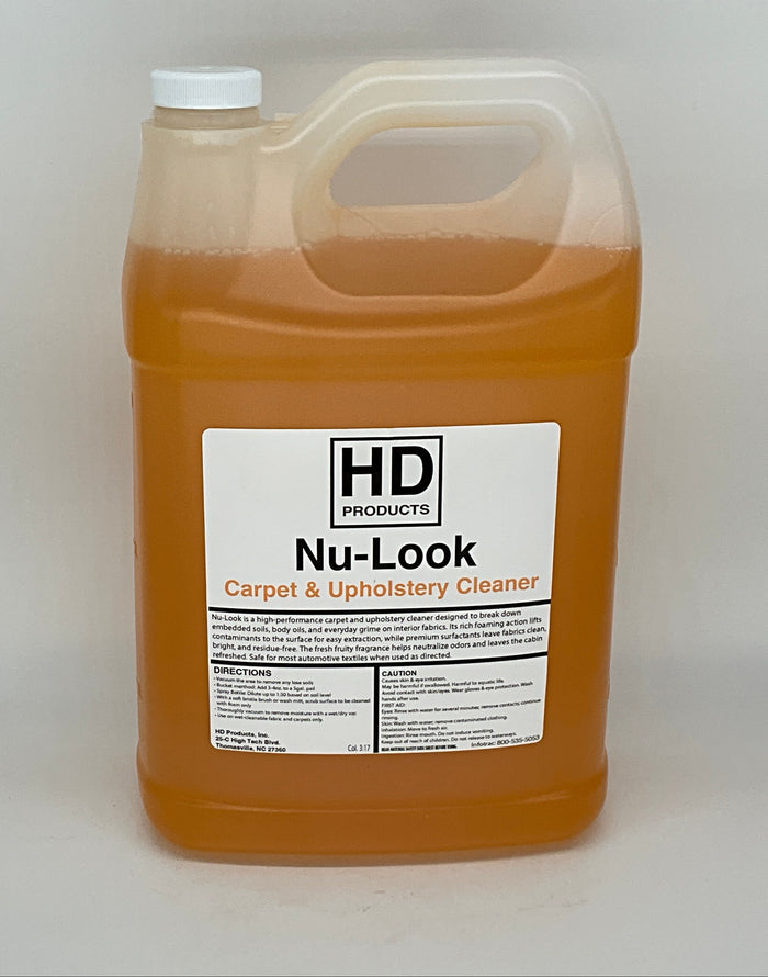 1 gallon of Nu-Look Carpet & Upholstery Cleaner by HD Products on a white background