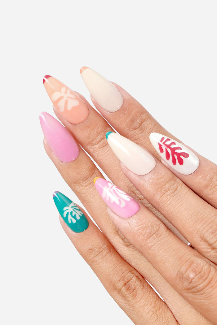 HENRI MATISSE SNOW FLOWERS - ALMOND PRESS-ON NAILS