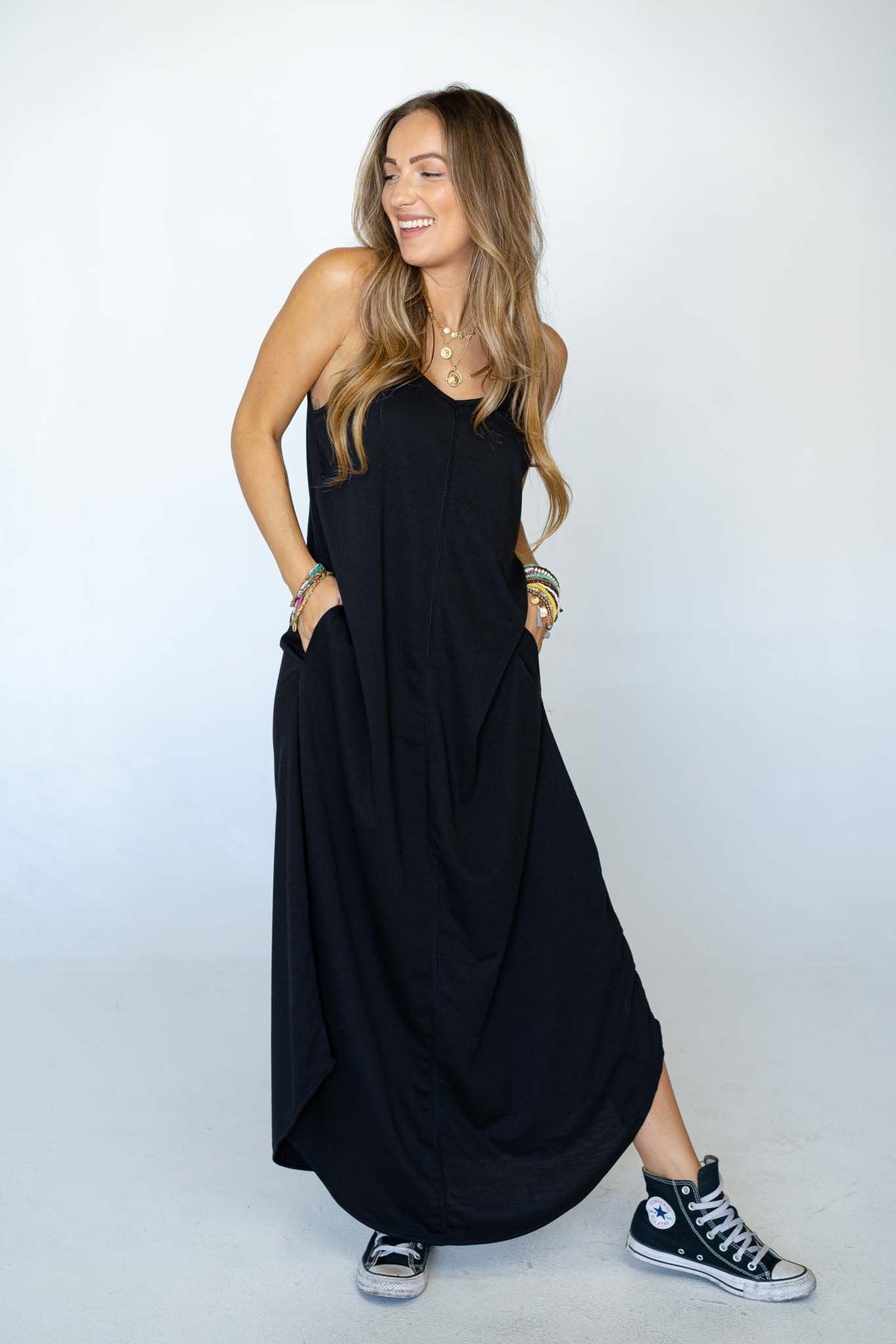 The Nest Perfect Round Hem Bralette Maxi Dress - Black
