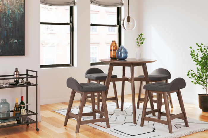 Ashley Furniture - LYNCOTT CHARCOAL 24" BARSTOOL - Dark Gray Fabric|Wood - Stools - Additional View 7