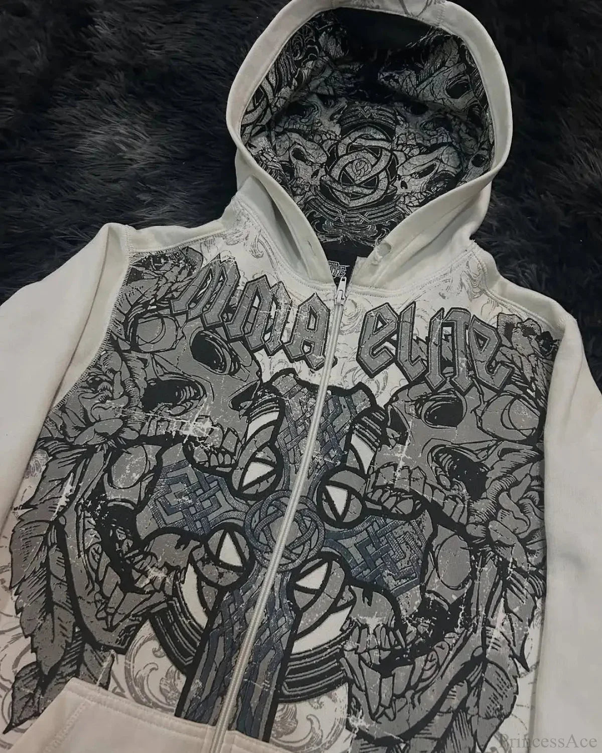 Y2K Gothic Skull Design Hoodie