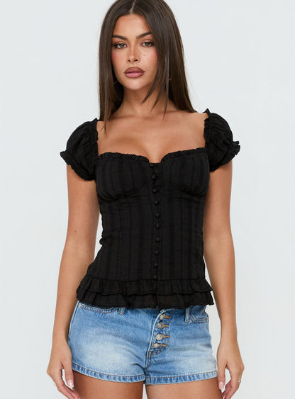 Suiter Frill Detail Top Black