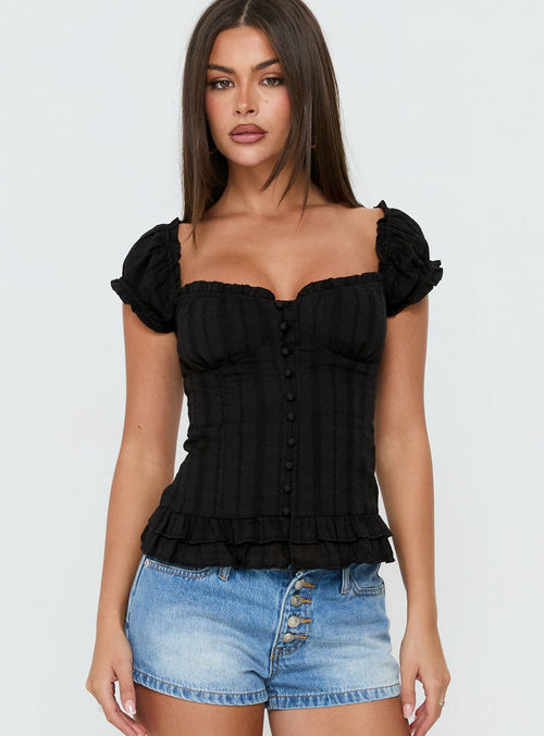 Suiter Frill Detail Top Black