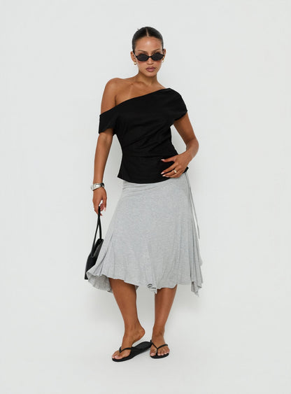 Seasons Change Relaxed Off Shoulder Top Black