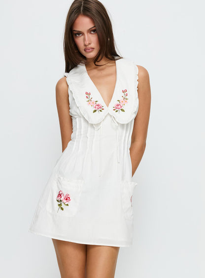 Breanda Collared Mini Dress White