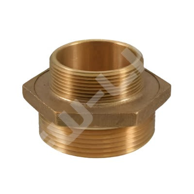 solid brass fire hose adapter with male NPT and male NH/NST threaded ends
