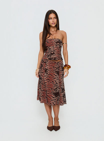 Tipsy Strapless Top Animal Multi