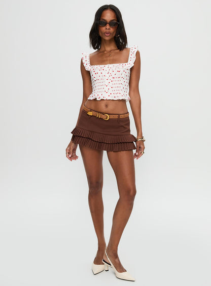 Isadoria Frill Top White / Red Polka