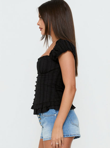 Suiter Frill Detail Top Black