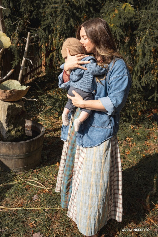 Western Charm Checkered Dress - Mint