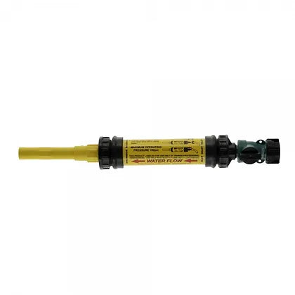Scotty Firefighter 4010-MINI Foam Fast System showing the yellow air aspirating nozzle, inline mixing chamber and Foam Fast cartridge components for a 4000 hand pump