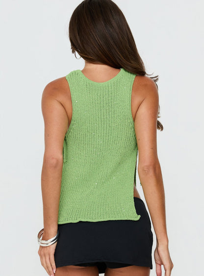Love Notes Tie Side Sleeveless Top Green