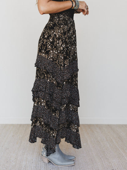 Garden of Flur Maxi Skirt - Black Multi