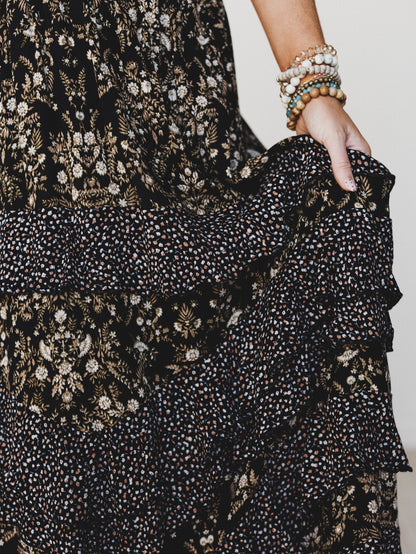 Garden of Flur Maxi Skirt - Black Multi