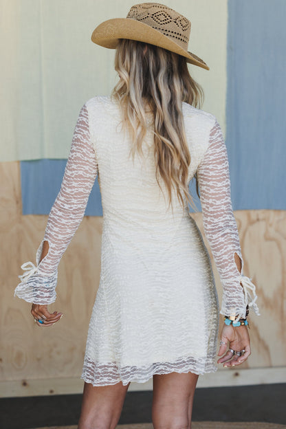 Sabelle Lace Ruffle Dress - Cream