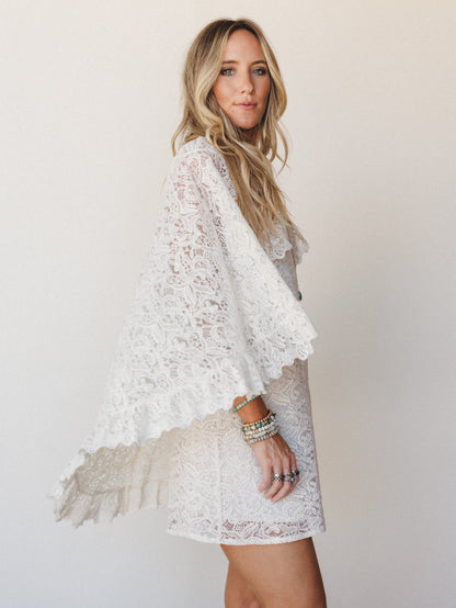 Tales of Love Lace Cape Dress - Ivory