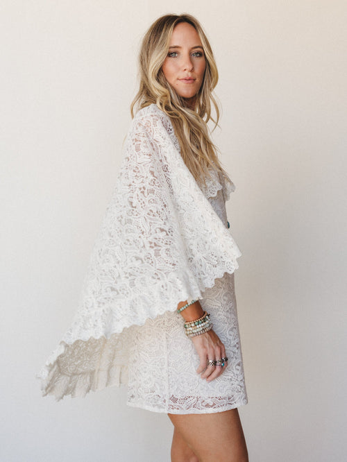 Tales of Love Lace Cape Dress - Ivory