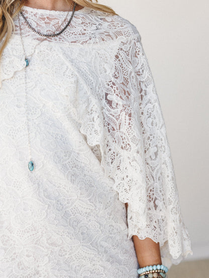 Tales of Love Lace Cape Dress - Ivory