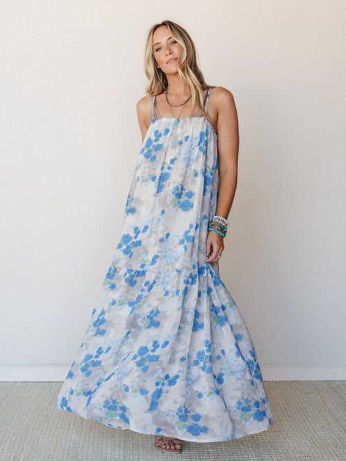 Days of Old Floral Maxi Dress - Blue