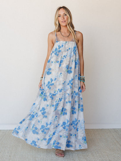 Days of Old Floral Maxi Dress - Blue